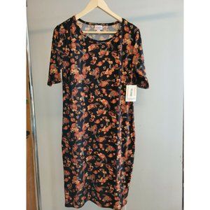 Lularoe Women's Julia T shirt Dress Multicolor Peach Floral Pattern L NWT NEW